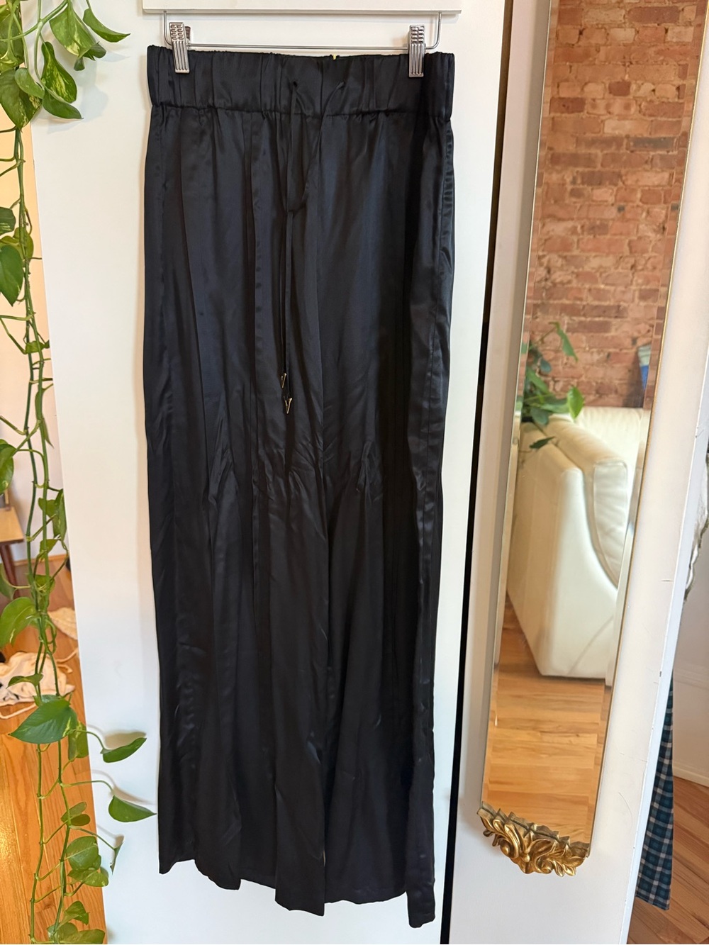 AERON Black Wide-Leg Drawstring Pants